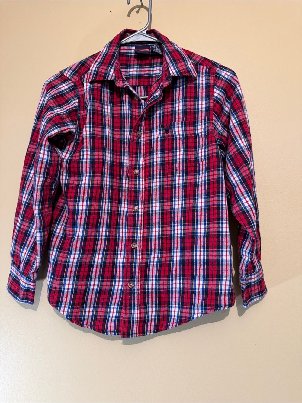 Wrangler Red, Blue & White Plaid Button-Down Shirt for Kids